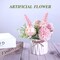Artificial Potted Flowers Pink, Small Ceramic Vase Fake Flower Plants Desktop Decoration Indoor for Home and Office, Faux Flowers Hydrangea Decor (Pink)